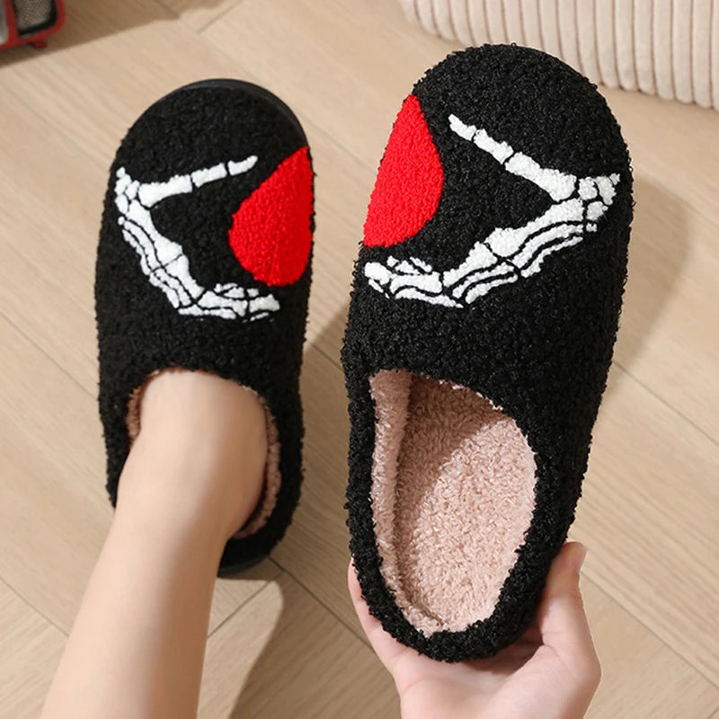 Autumn Winter Halloween Slippers Women Indoor Home Non Slip Warm Cotton Slippers Woman Lightweight Soft Plush Slides Plus Size