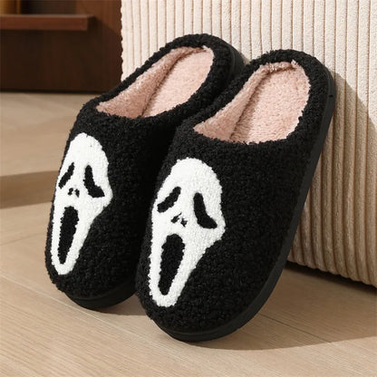 Autumn Winter Halloween Slippers Women Indoor Home Non Slip Warm Cotton Slippers Woman Lightweight Soft Plush Slides Plus Size