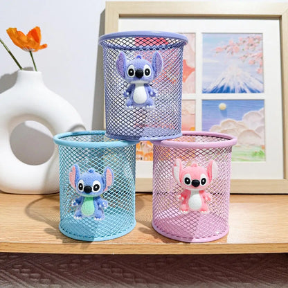 Stitch Metal Pencil Holder Cute Alien Character Desk Organizer For School Office Makeup Brush Storage Creative Gift