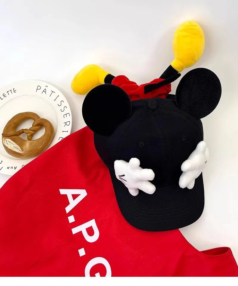 Cute Baseball Cap Cartoon Design Parody Mickey Cute Creative Big Ear Design Duck Tongue Hat Fashionable and Versatile