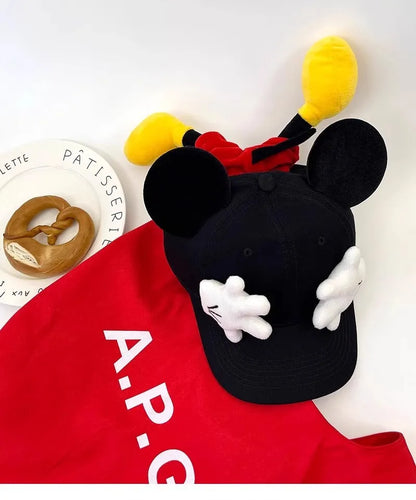 Cute Baseball Cap Cartoon Design Parody Mickey Cute Creative Big Ear Design Duck Tongue Hat Fashionable and Versatile