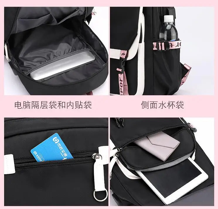 Cute Lilo & Stitch Mochila Feminina Backpack Usb Charging School Bags Teenage Girls Boys Laptop Back Pack Women Travel Bagpacks