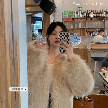Faux Fur Coat Womens Clothing 2025 New Fashion Casual Imitation Fox Fur Coat Female  Short Loose Comfortable Winter Jacket