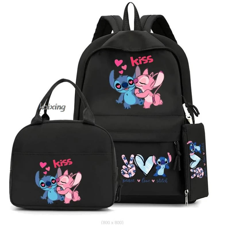 3Pcs/Set Lilo And Stitch Backpacks Lunch Bag Pencil Bag Teen Women Men School Students Backpack Cartoon School Bag Mochila