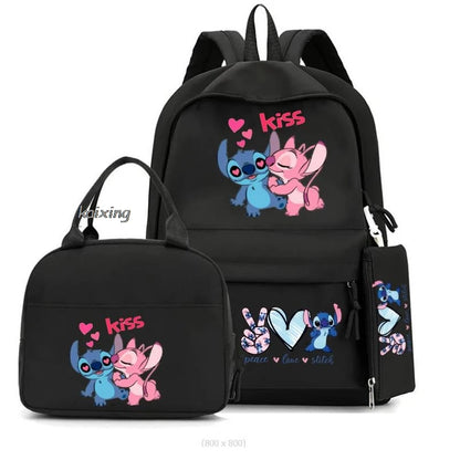 3Pcs/Set Lilo And Stitch Backpacks Lunch Bag Pencil Bag Teen Women Men School Students Backpack Cartoon School Bag Mochila