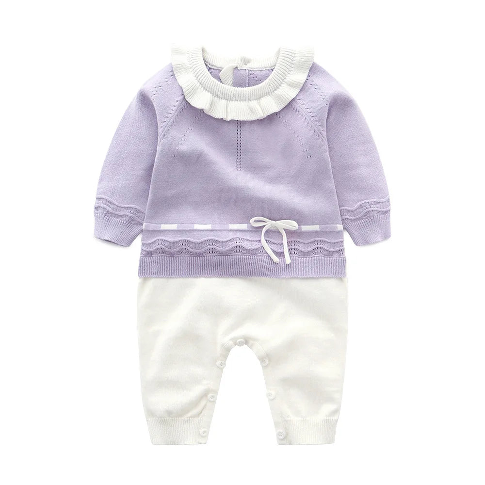 Spring New Toddler Baby Girl Knitting Romper+Hat Floral Embroidery Romper Long Sleeve Autumn Infant Baby Girls Knitting Jumpsuit