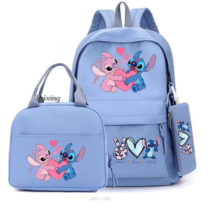 3Pcs/Set Lilo And Stitch Backpacks Lunch Bag Pencil Bag Teen Women Men School Students Backpack Cartoon School Bag Mochila