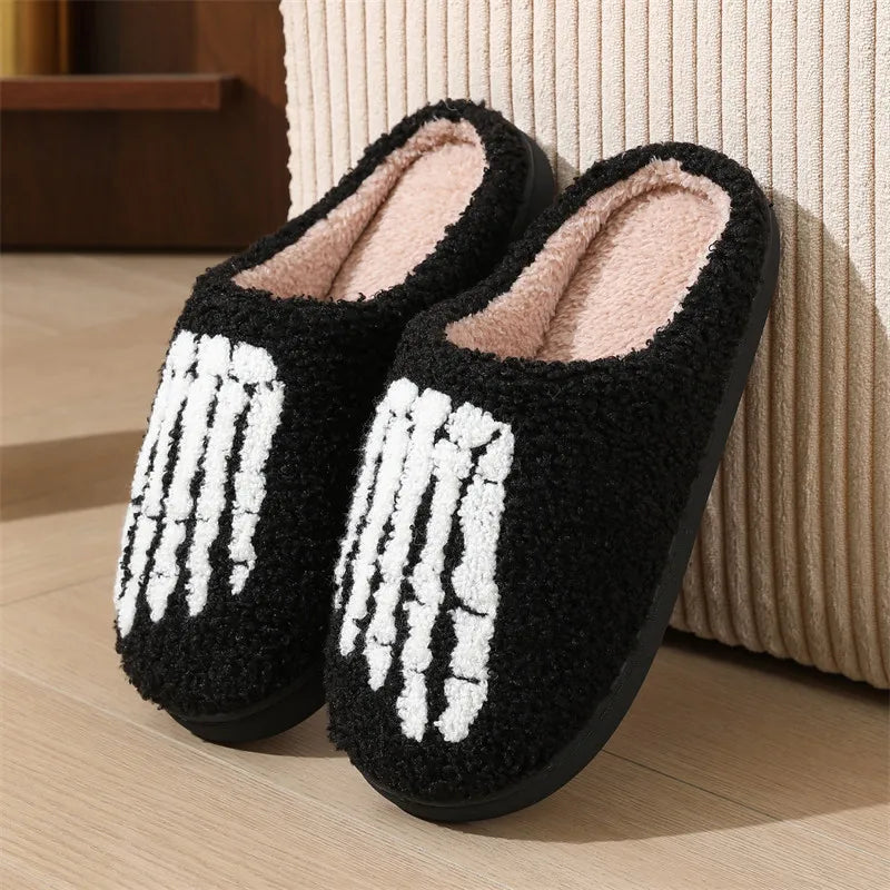 Autumn Winter Halloween Slippers Women Indoor Home Non Slip Warm Cotton Slippers Woman Lightweight Soft Plush Slides Plus Size