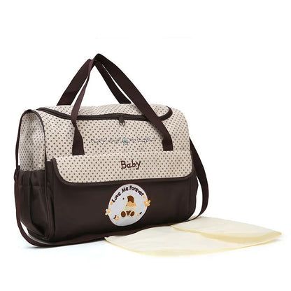 Water-repellent mother and baby bag, multifunctional small mommy bag, Huayao bear embroidered maternity bag, travel bag