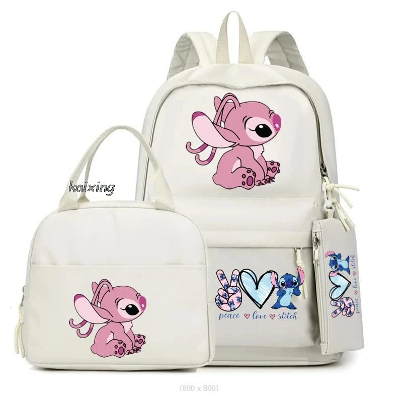 3Pcs/Set Lilo And Stitch Backpacks Lunch Bag Pencil Bag Teen Women Men School Students Backpack Cartoon School Bag Mochila