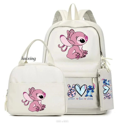 3Pcs/Set Lilo And Stitch Backpacks Lunch Bag Pencil Bag Teen Women Men School Students Backpack Cartoon School Bag Mochila