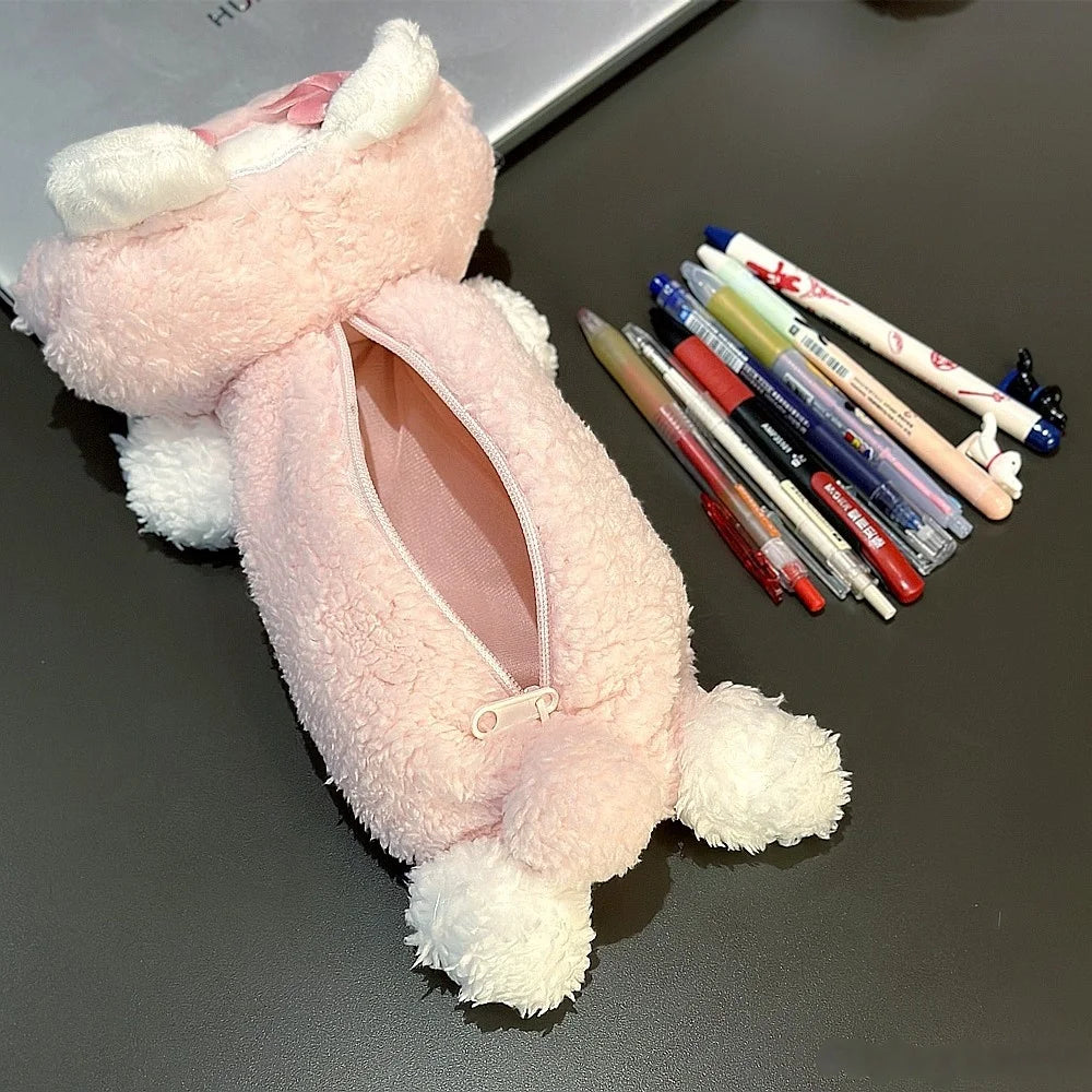 Sanrio Kawaii Anime Pink Pencil Case My Melody Sweet Piano Girly Plush Bag Large Capacity Stationery Storage Bag Gifts Girl