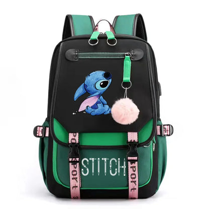 Cute Lilo & Stitch Mochila Feminina Backpack Usb Charging School Bags Teenage Girls Boys Laptop Back Pack Women Travel Bagpacks