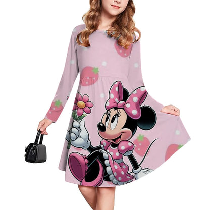 New Children's Clothing Disney Mickey Mouse Cute Girl Short Sleeve Dress 3-14 Year Old Children's Performance Clothing