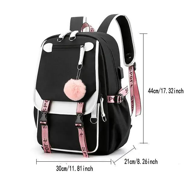 Cute Lilo & Stitch Mochila Feminina Backpack Usb Charging School Bags Teenage Girls Boys Laptop Back Pack Women Travel Bagpacks