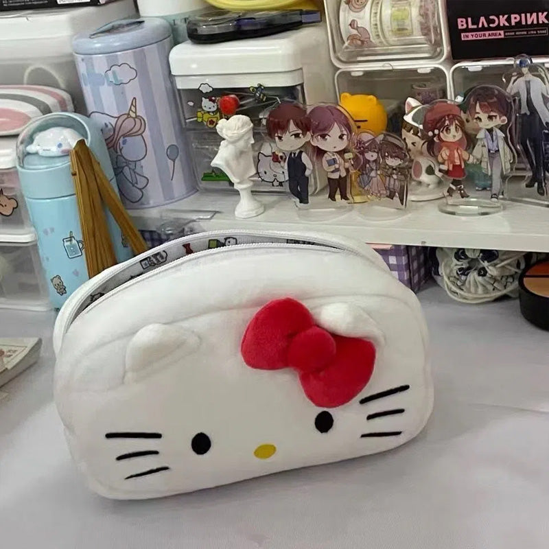 Hello Kitty Cute Plush Cat Pen Pencil Bag Case Cosmetic & Makeup Pouch Coin Purse Wallet Bags Stationery Storage School Supplies