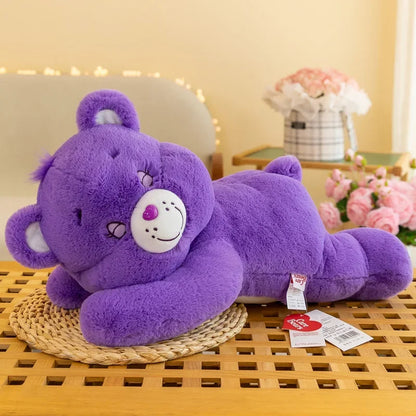 Genuine 50/70cm Carebear Plush Toy Pillow Rainbow Bear Lying Down Bear Doll Children's Doll Birthday Gift