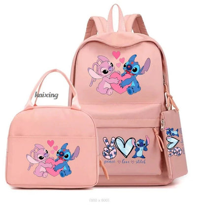 3Pcs/Set Lilo And Stitch Backpacks Lunch Bag Pencil Bag Teen Women Men School Students Backpack Cartoon School Bag Mochila