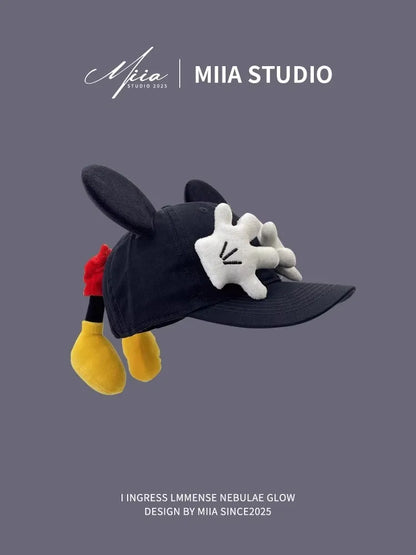 Cute Baseball Cap Cartoon Design Parody Mickey Cute Creative Big Ear Design Duck Tongue Hat Fashionable and Versatile