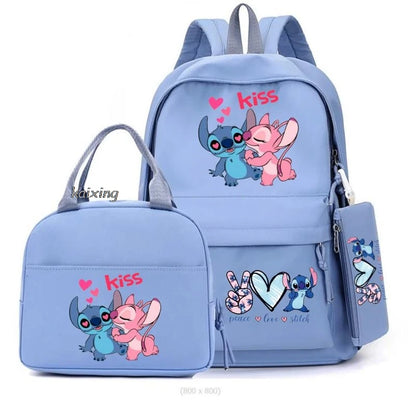 3Pcs/Set Lilo And Stitch Backpacks Lunch Bag Pencil Bag Teen Women Men School Students Backpack Cartoon School Bag Mochila