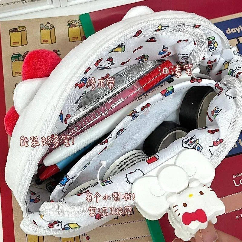 New Hello Kitty Plush Bag Anime Sanrio KT Cosmetic Storage Bags Cartoon Kawaii Pachacco Pencil Case Girl Birthday Gifts