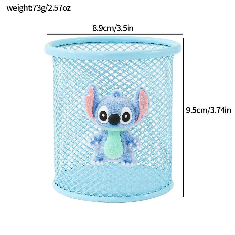 Stitch Metal Pencil Holder Cute Alien Character Desk Organizer For School Office Makeup Brush Storage Creative Gift
