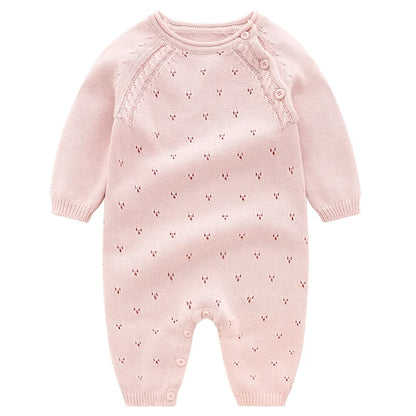 Spring New Toddler Baby Girl Knitting Romper+Hat Floral Embroidery Romper Long Sleeve Autumn Infant Baby Girls Knitting Jumpsuit