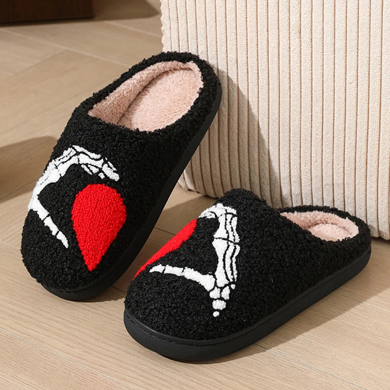 Autumn Winter Halloween Slippers Women Indoor Home Non Slip Warm Cotton Slippers Woman Lightweight Soft Plush Slides Plus Size