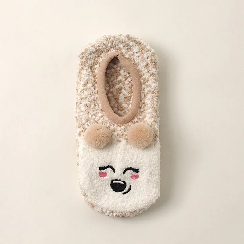 Fall/Winter Floor Socks Warm Non-slip Stockings Indoor Yoga Socks Low Calf Slipper Women Cute Hedgehog Home Hosiery Xmas Gifts