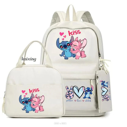 3Pcs/Set Lilo And Stitch Backpacks Lunch Bag Pencil Bag Teen Women Men School Students Backpack Cartoon School Bag Mochila