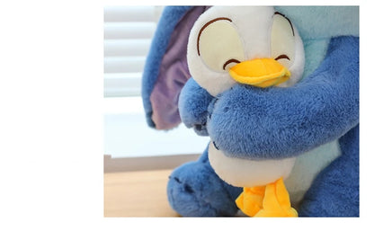55cm Cartoon Anime Lilo Stitch Plush Toy Blue Hold Duck Stitch Kawaii Plushies Soft Stuffed Doll Big Size Sofa Pillow Kids Gift