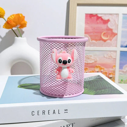 Stitch Metal Pencil Holder Cute Alien Character Desk Organizer For School Office Makeup Brush Storage Creative Gift