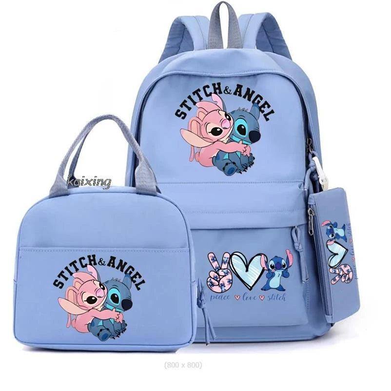 3Pcs/Set Lilo And Stitch Backpacks Lunch Bag Pencil Bag Teen Women Men School Students Backpack Cartoon School Bag Mochila