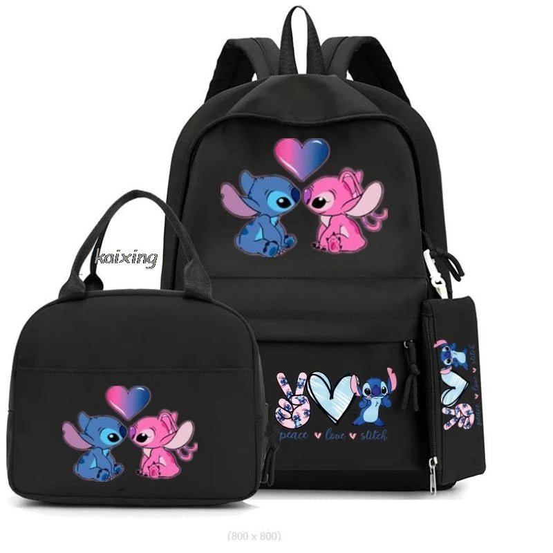 3Pcs/Set Lilo And Stitch Backpacks Lunch Bag Pencil Bag Teen Women Men School Students Backpack Cartoon School Bag Mochila