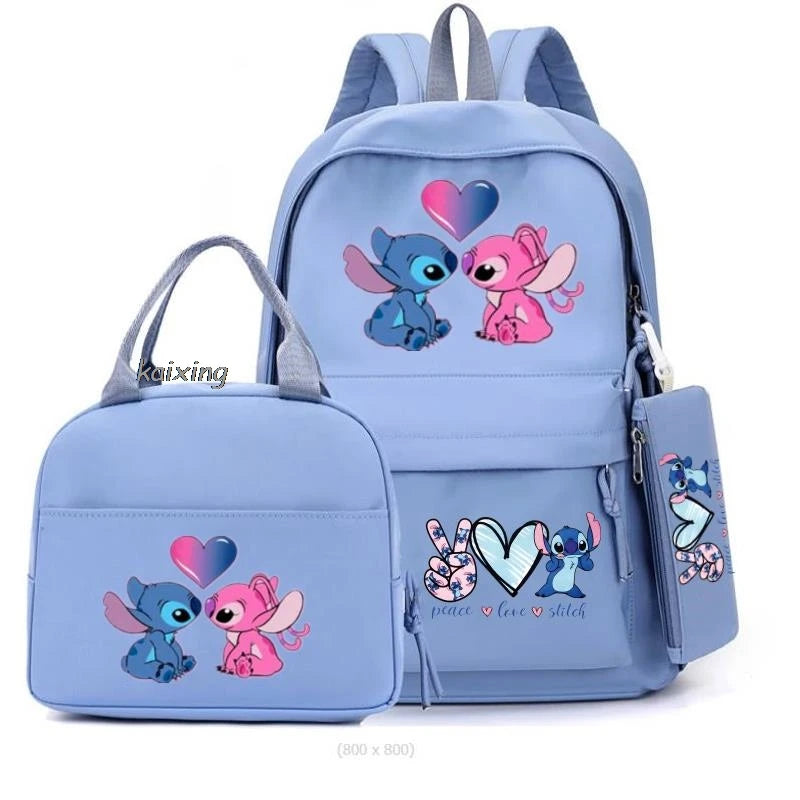 3Pcs/Set Lilo And Stitch Backpacks Lunch Bag Pencil Bag Teen Women Men School Students Backpack Cartoon School Bag Mochila