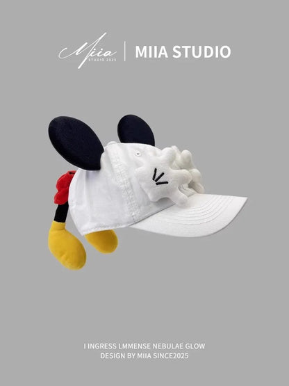 Cute Baseball Cap Cartoon Design Parody Mickey Cute Creative Big Ear Design Duck Tongue Hat Fashionable and Versatile
