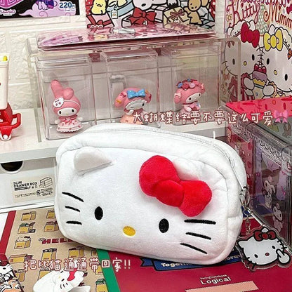 New Hello Kitty Plush Bag Anime Sanrio KT Cosmetic Storage Bags Cartoon Kawaii Pachacco Pencil Case Girl Birthday Gifts
