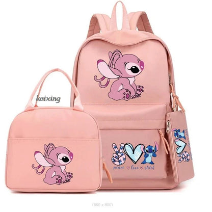 3Pcs/Set Lilo And Stitch Backpacks Lunch Bag Pencil Bag Teen Women Men School Students Backpack Cartoon School Bag Mochila