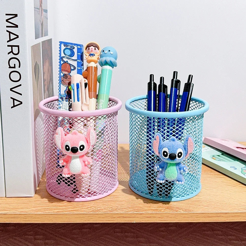 Stitch Metal Pencil Holder Cute Alien Character Desk Organizer For School Office Makeup Brush Storage Creative Gift