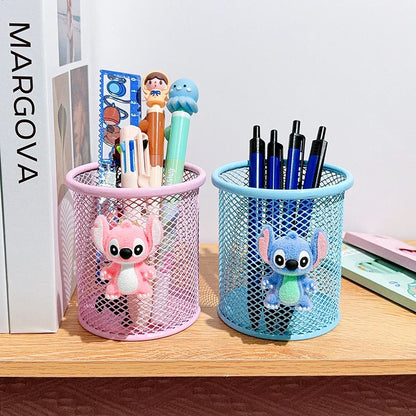 Stitch Metal Pencil Holder Cute Alien Character Desk Organizer For School Office Makeup Brush Storage Creative Gift