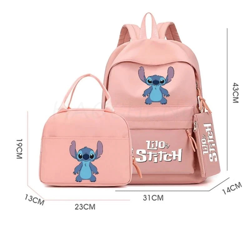 3Pcs/Set Lilo And Stitch Backpacks Lunch Bag Pencil Bag Teen Women Men School Students Backpack Cartoon School Bag Mochila