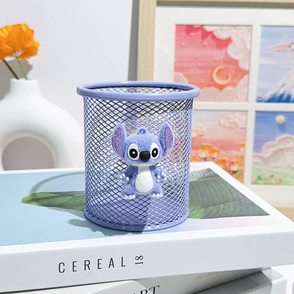 Stitch Metal Pencil Holder Cute Alien Character Desk Organizer For School Office Makeup Brush Storage Creative Gift