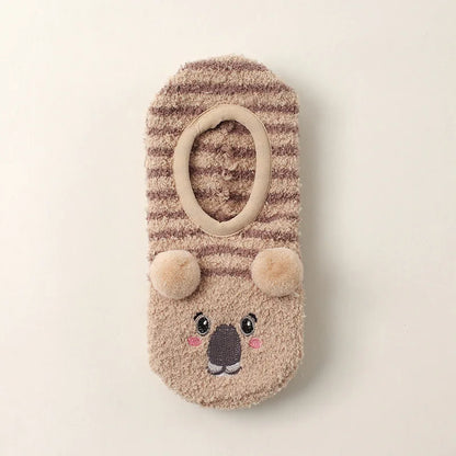 Fall/Winter Floor Socks Warm Non-slip Stockings Indoor Yoga Socks Low Calf Slipper Women Cute Hedgehog Home Hosiery Xmas Gifts