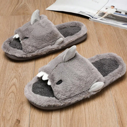 Men's Home Cotton Slippers Are Soft, Comfortable and Warm Indoor Fun Cartoon One Word Cotton Slippers