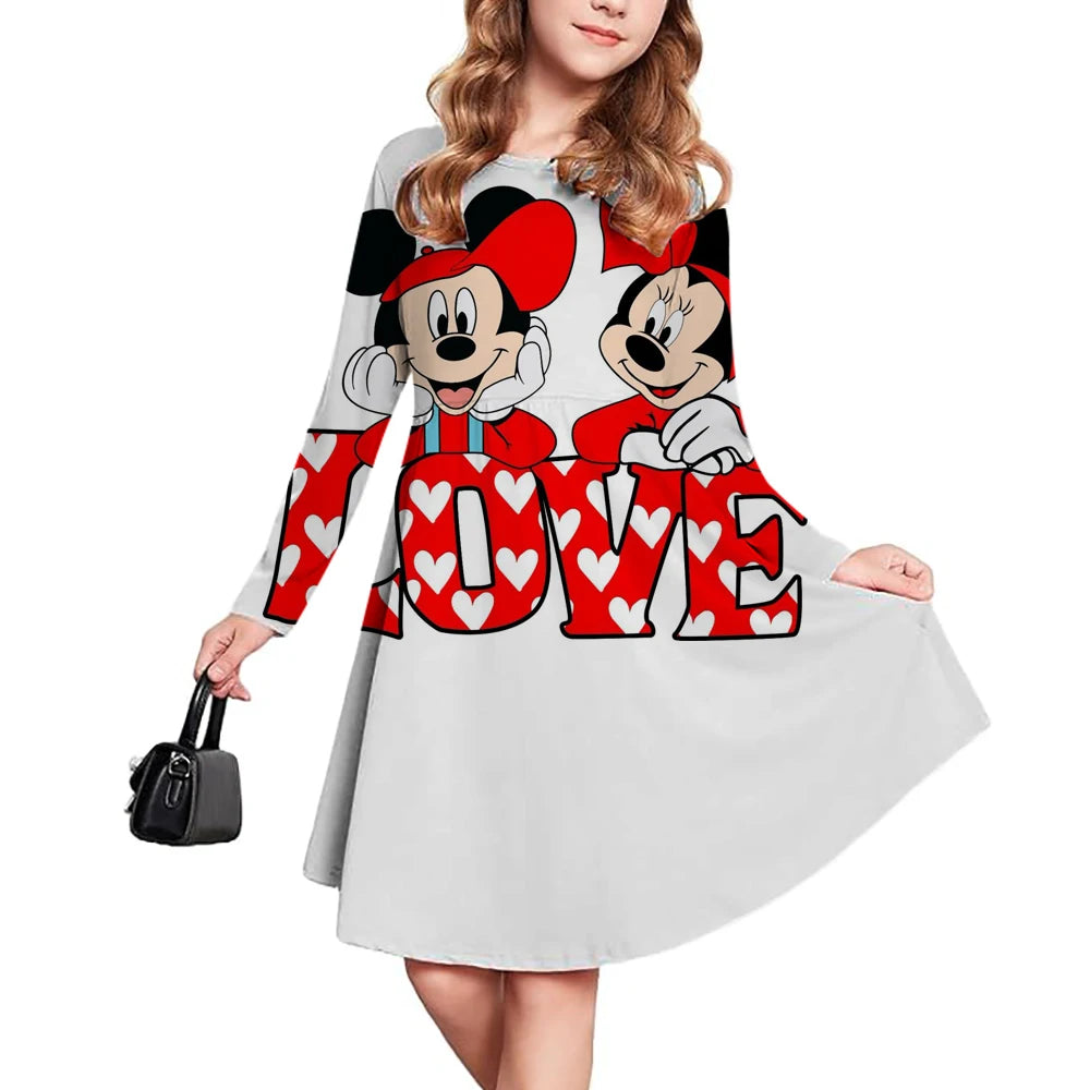New Children's Clothing Disney Mickey Mouse Cute Girl Short Sleeve Dress 3-14 Year Old Children's Performance Clothing