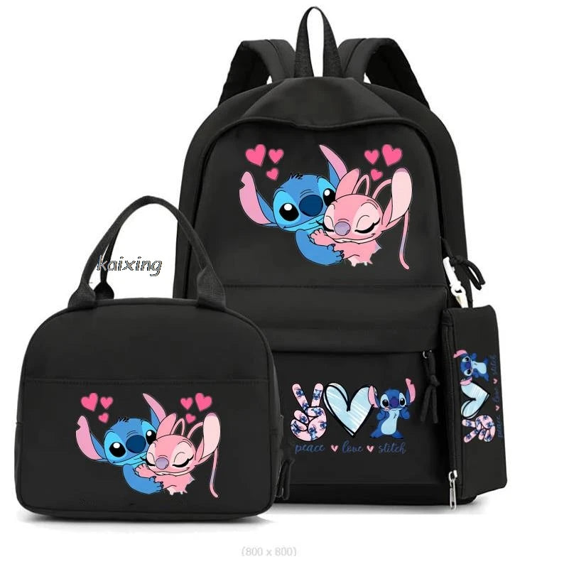 3Pcs/Set Lilo And Stitch Backpacks Lunch Bag Pencil Bag Teen Women Men School Students Backpack Cartoon School Bag Mochila