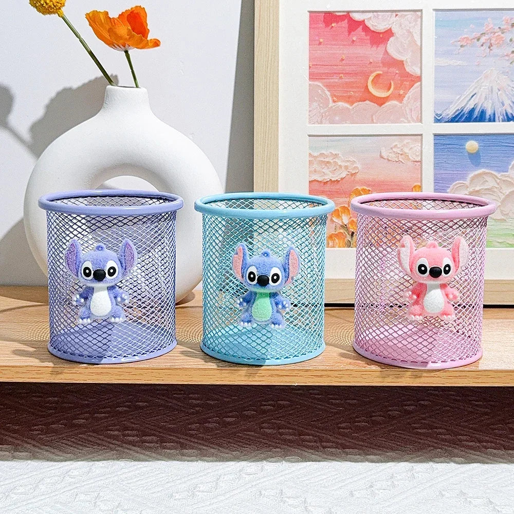 Stitch Metal Pencil Holder Cute Alien Character Desk Organizer For School Office Makeup Brush Storage Creative Gift