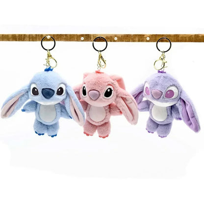 Cartoon Stitch Plush Keychain Soft Toy Cute Stuffed Animal Pendant Gift for Girls  Angel Doll Bag Charm Kids Birthday Present