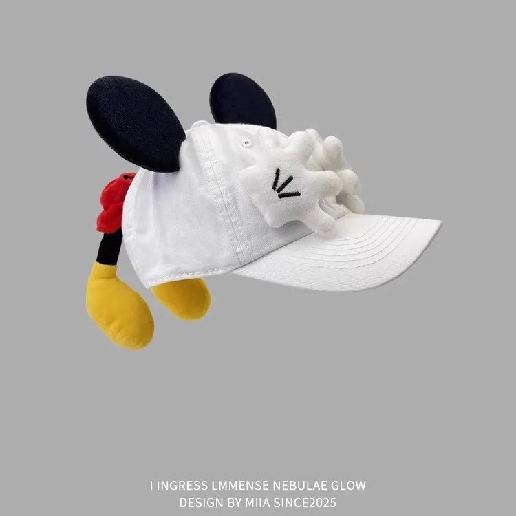 Cute Baseball Cap Cartoon Design Parody Mickey Cute Creative Big Ear Design Duck Tongue Hat Fashionable and Versatile