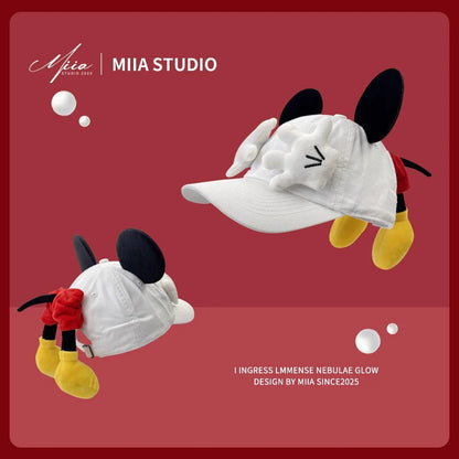 Cute Baseball Cap Cartoon Design Parody Mickey Cute Creative Big Ear Design Duck Tongue Hat Fashionable and Versatile